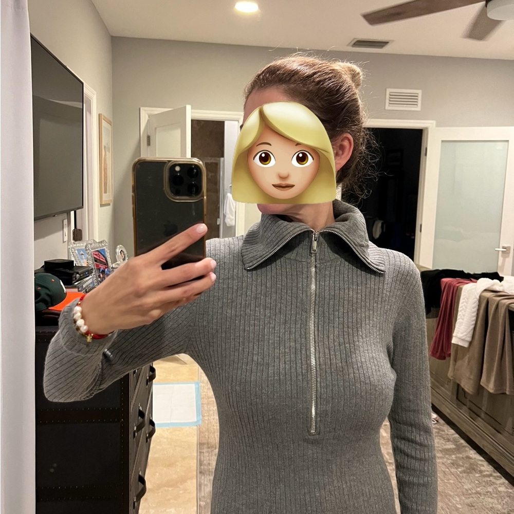 Zara Gray Turtleneck Sweater Bodysuit - Picture 2 of 9